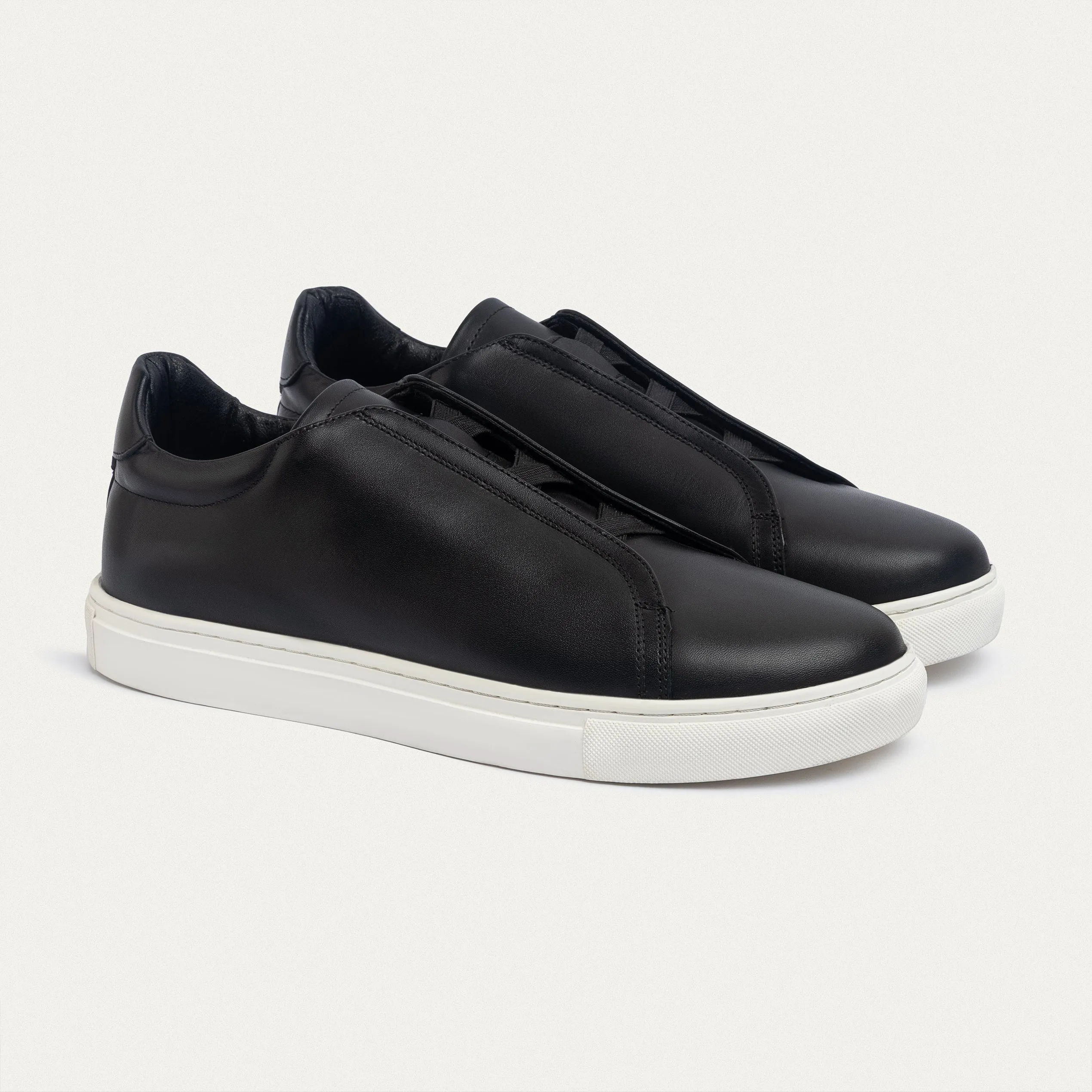 Achilles Theo - Men's Slip-On Leather Sneakers - Black
