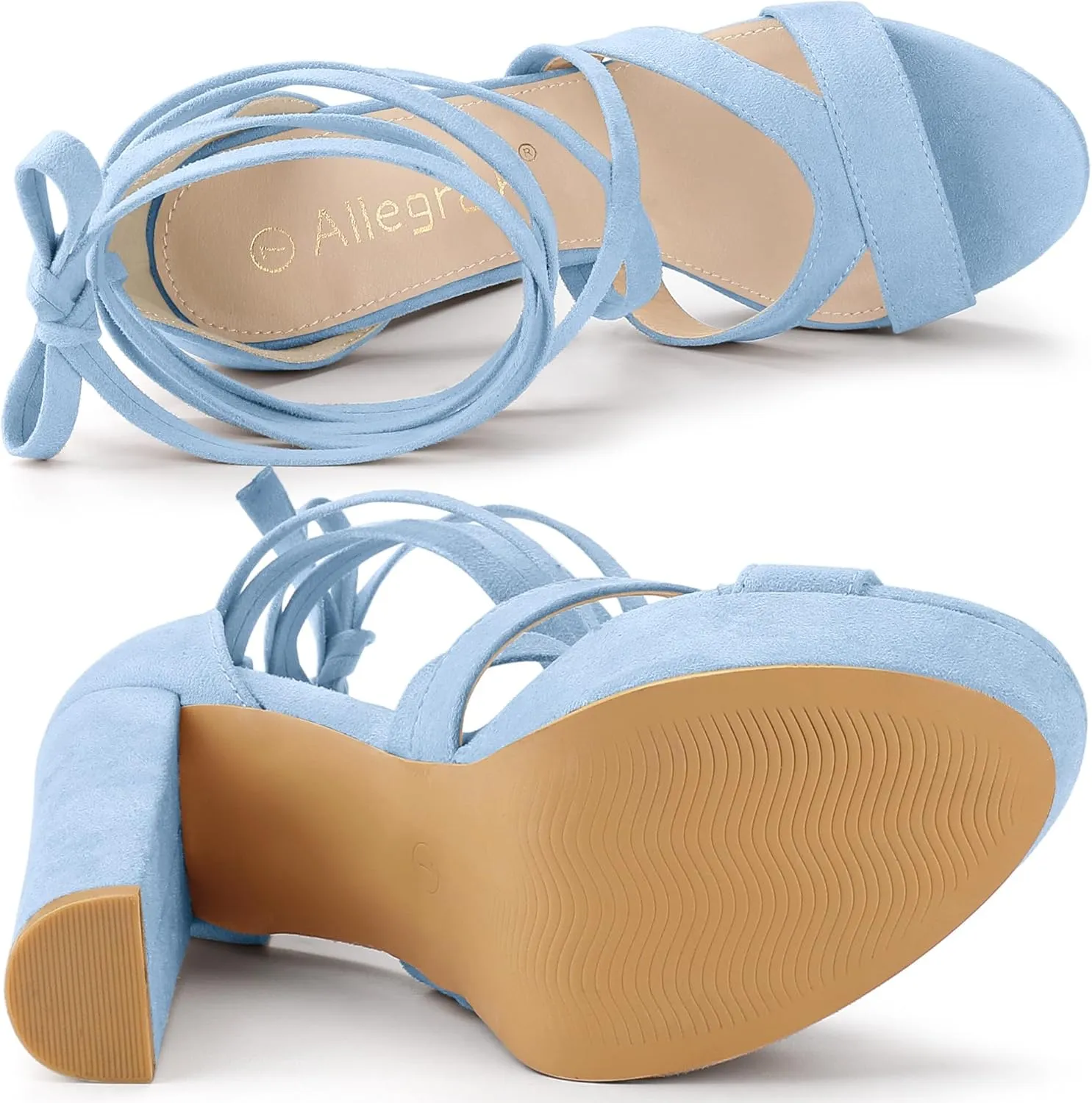 Allegra K Women's Lace Up Platform Chunky High Heels Sandals