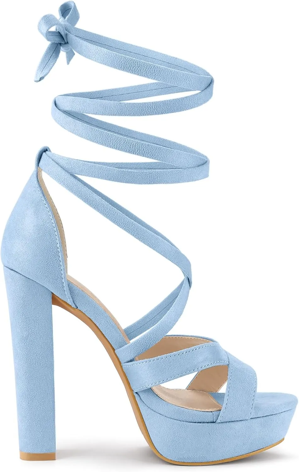 Allegra K Women's Lace Up Platform Chunky High Heels Sandals