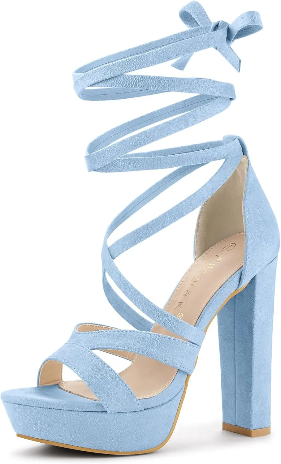 Allegra K Women's Lace Up Platform Chunky High Heels Sandals