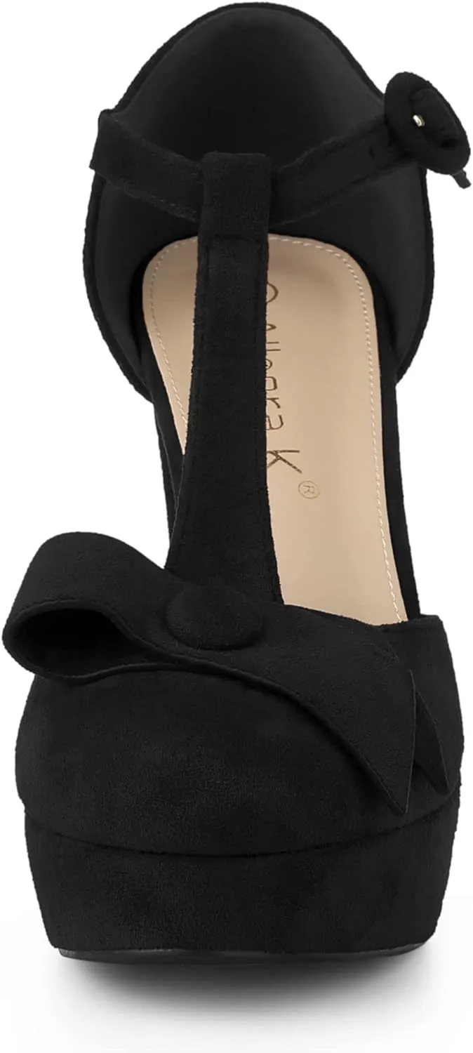 Allegra K Women's Mary Janes Platform Pumps Halloween Costumes Chunky Heels Dress Shoes