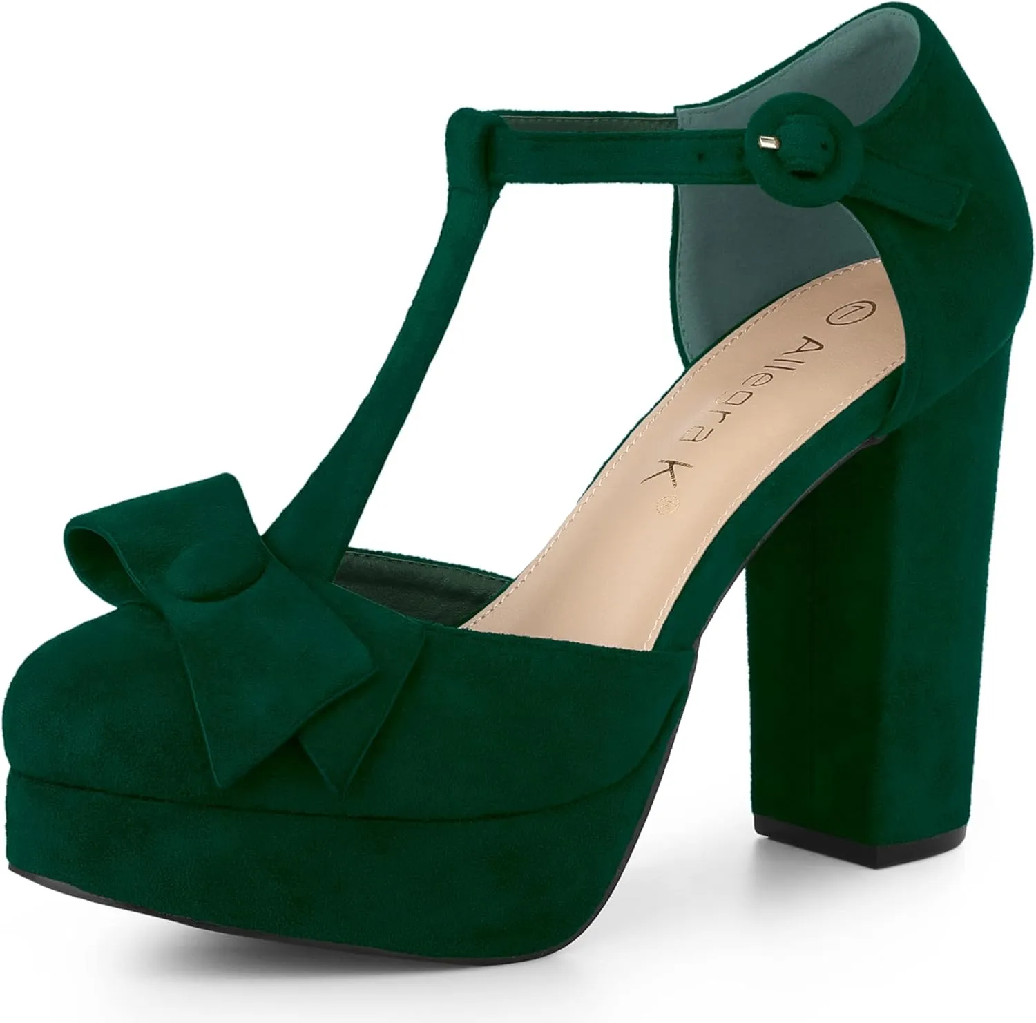 Allegra K Women's Mary Janes Platform Pumps Halloween Costumes Chunky Heels Dress Shoes
