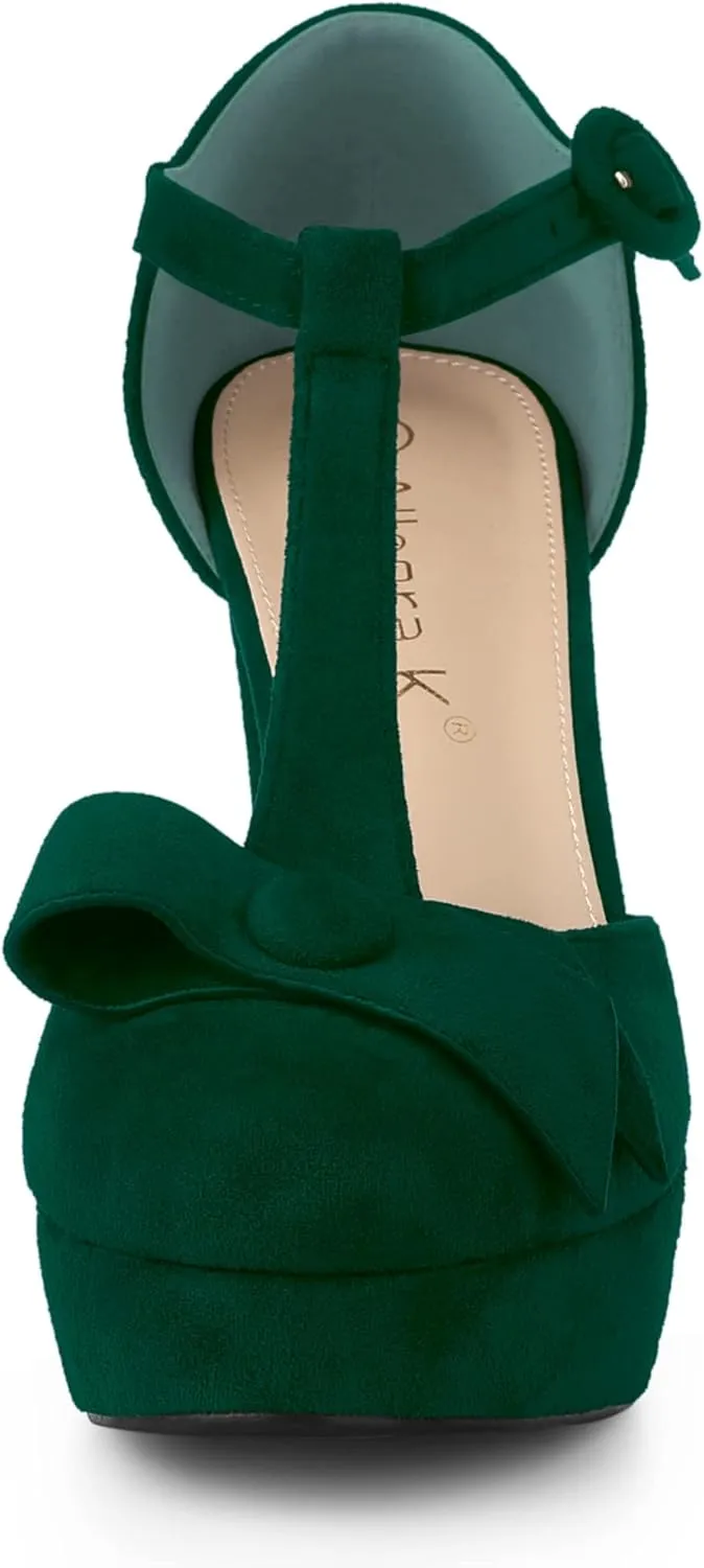 Allegra K Women's Mary Janes Platform Pumps Halloween Costumes Chunky Heels Dress Shoes