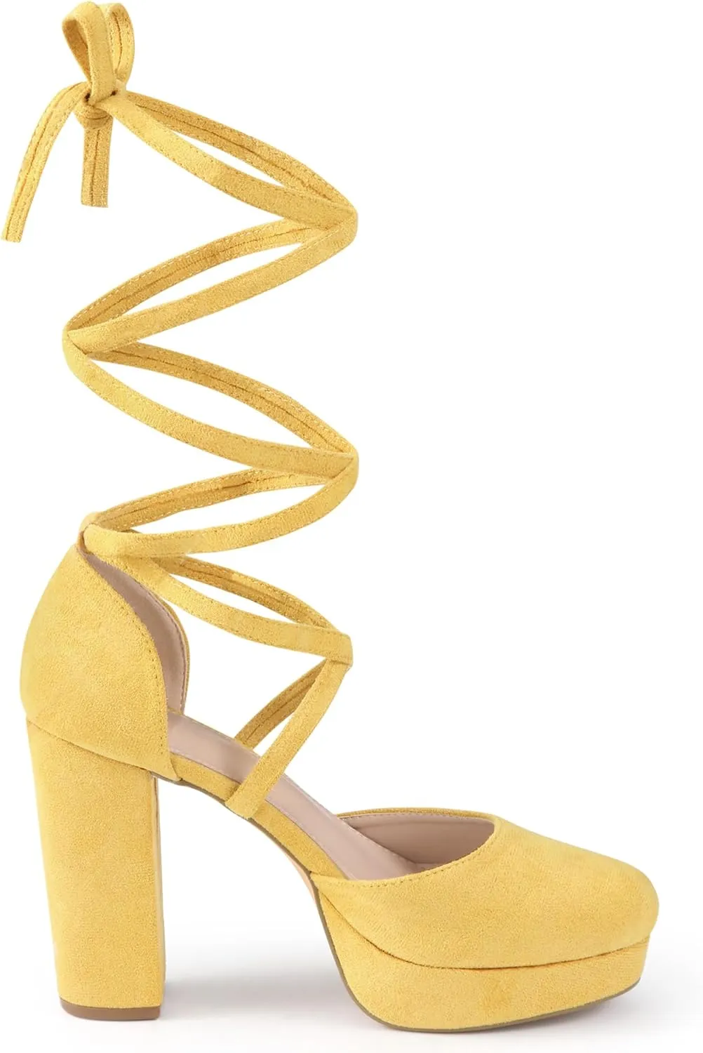 Allegra K Women's Platform Block Heel Lace Up Pumps Sandals