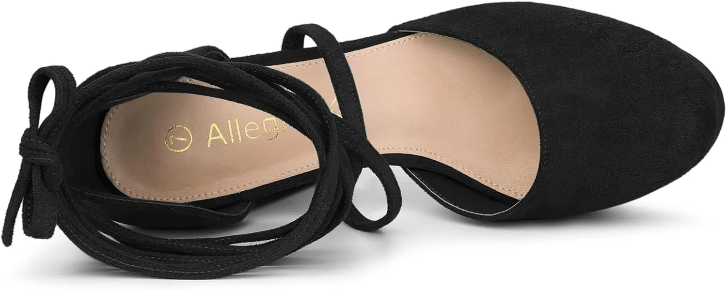 Allegra K Women's Platform Block Heel Lace Up Pumps Sandals