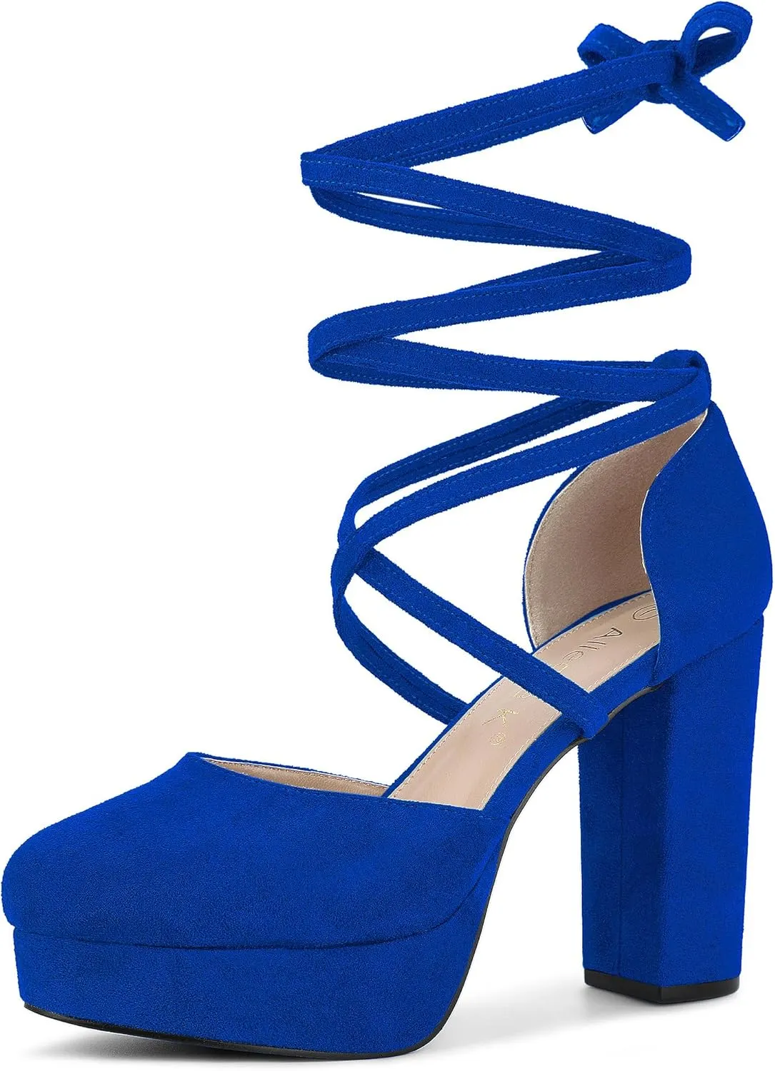 Allegra K Women's Platform Block Heel Lace Up Pumps Sandals