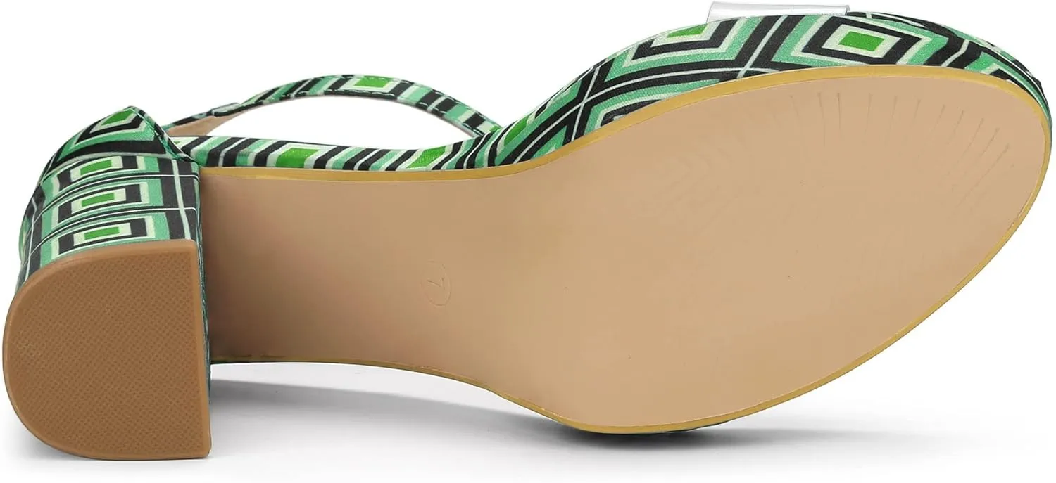 Allegra K Women's Printed Clear Platform Chunky Heel Sandals