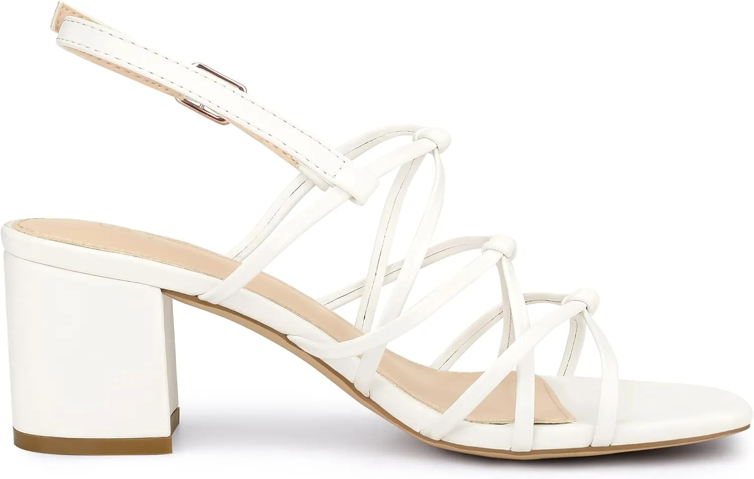 Allegra K Women's Square Toe Knots Ankle Strap Chunky Heels Sandals
