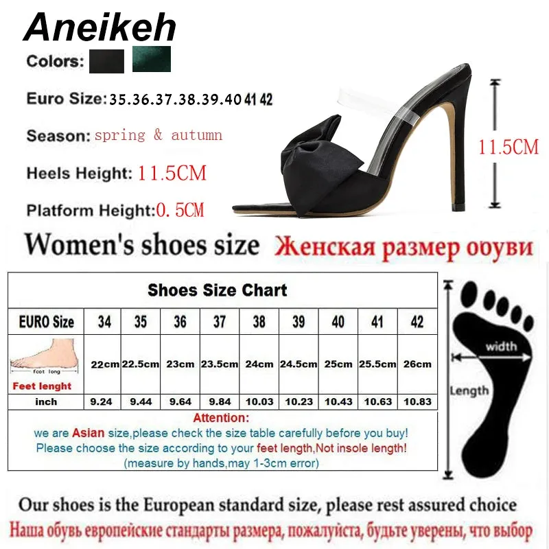 Aneikeh Summer Silk Butterfly-Knot Mule High Heels Women's sandal Pumps 2024 Sexy Pointed Toe Slingbacks Ladies Party Shoe 35-42