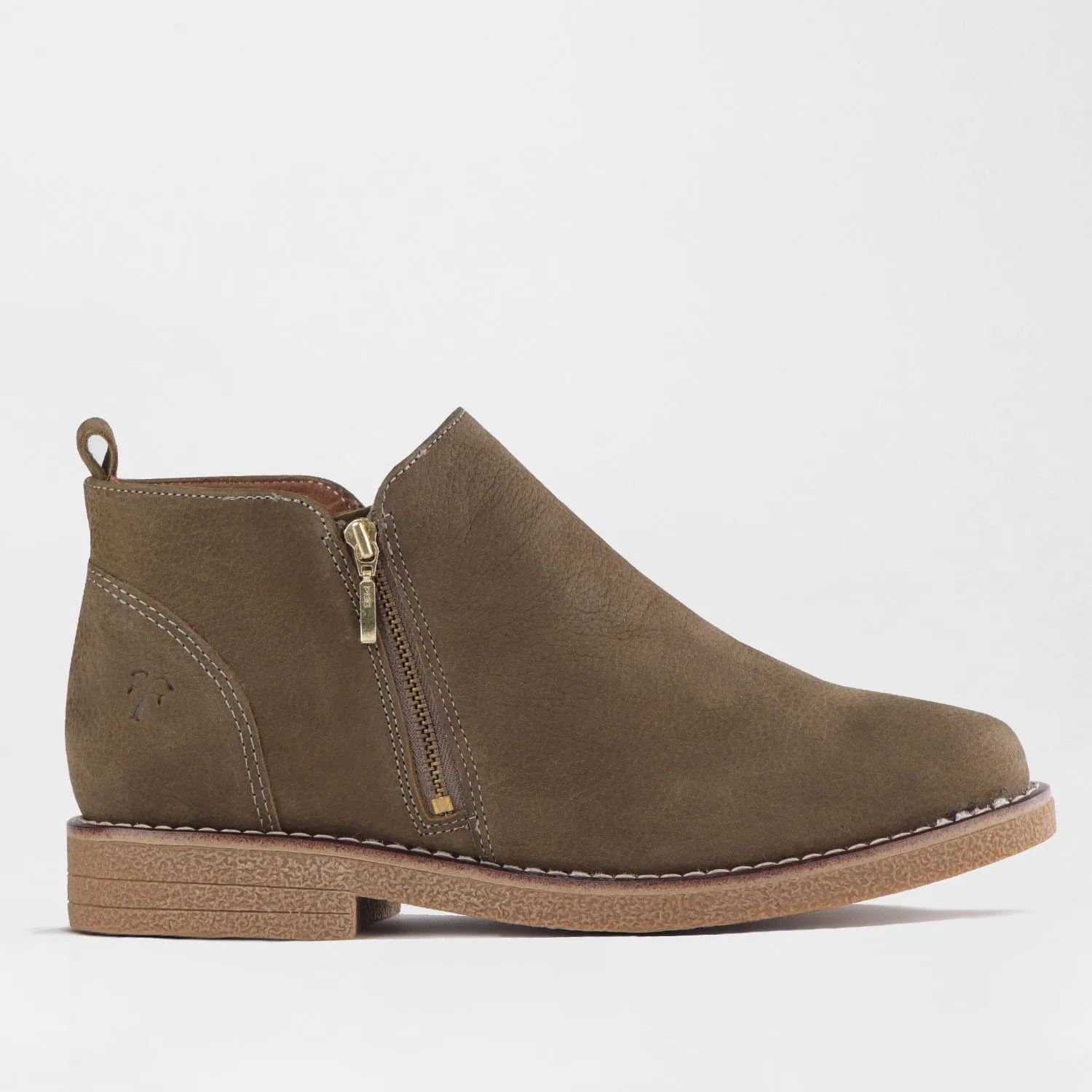 Ankle Boot with Gold Zip in Forest - 12777