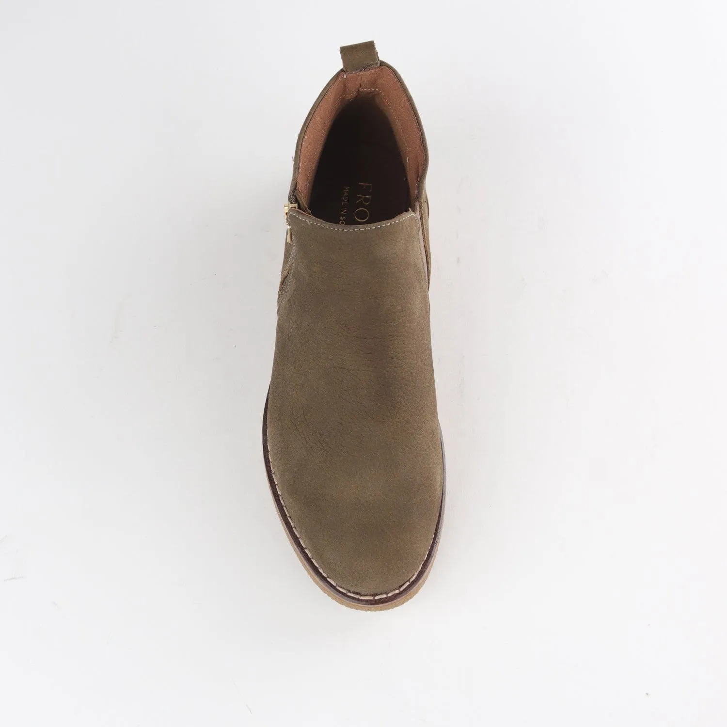 Ankle Boot with Gold Zip in Forest - 12777