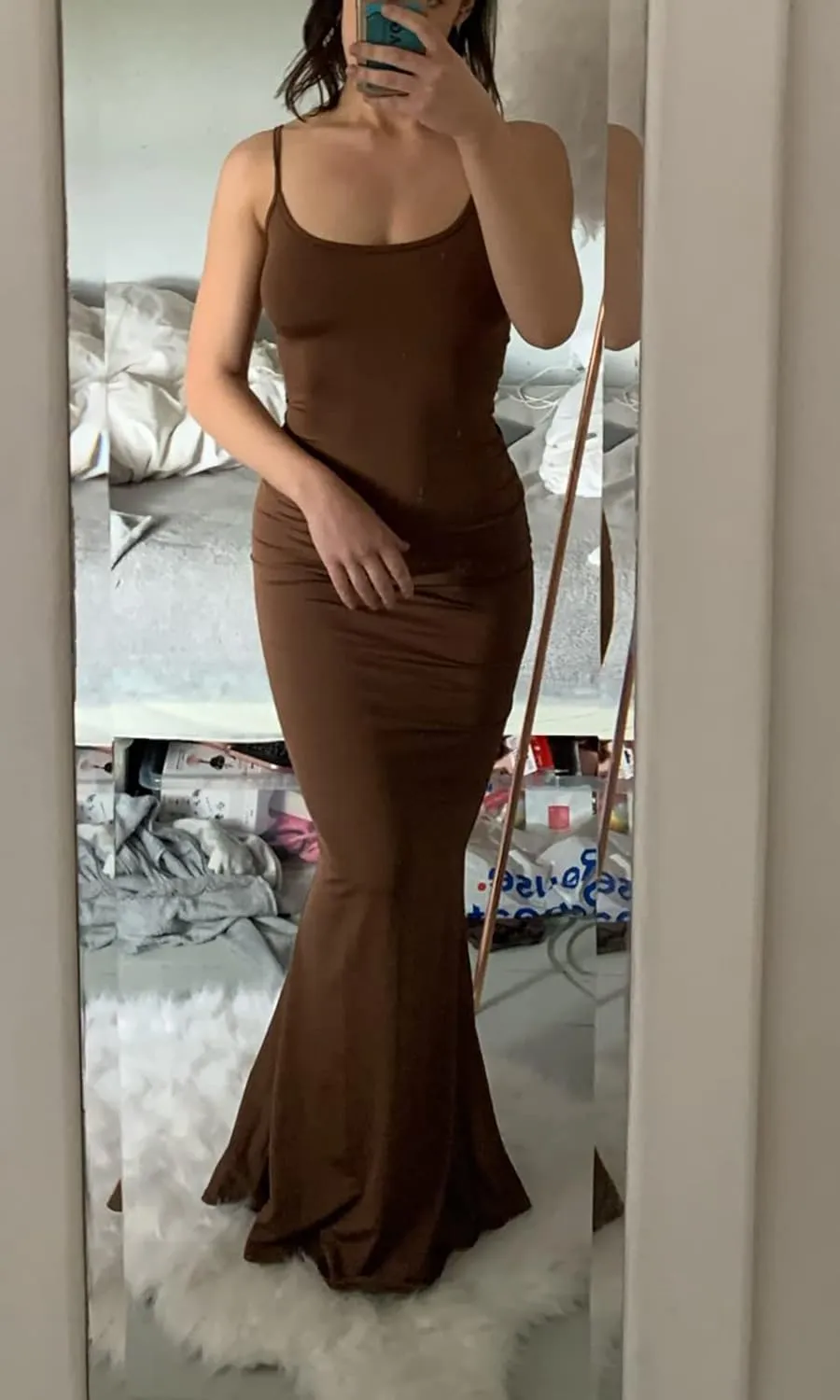 AnotherChill Women's Casual Lounge Slip Long Dress Sexy Sleeveless Backless Bodycon Maxi Dresses 2023 Summer Slim Elegant