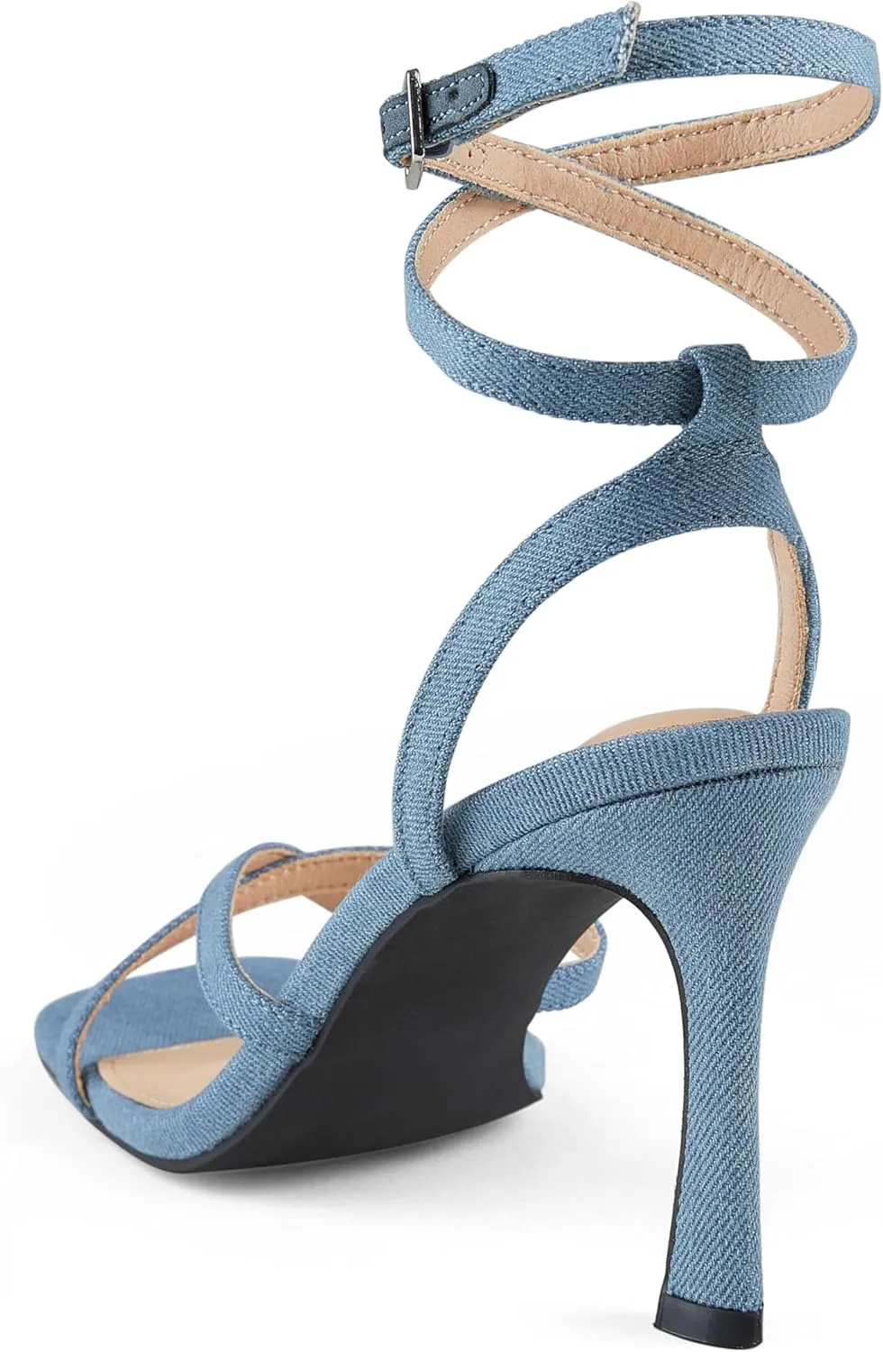Arromic High Heels for Women Strappy Stilettos Square Open Toe Buckle Ankle Strap Sexy Wedding Dress Heeled Sandals