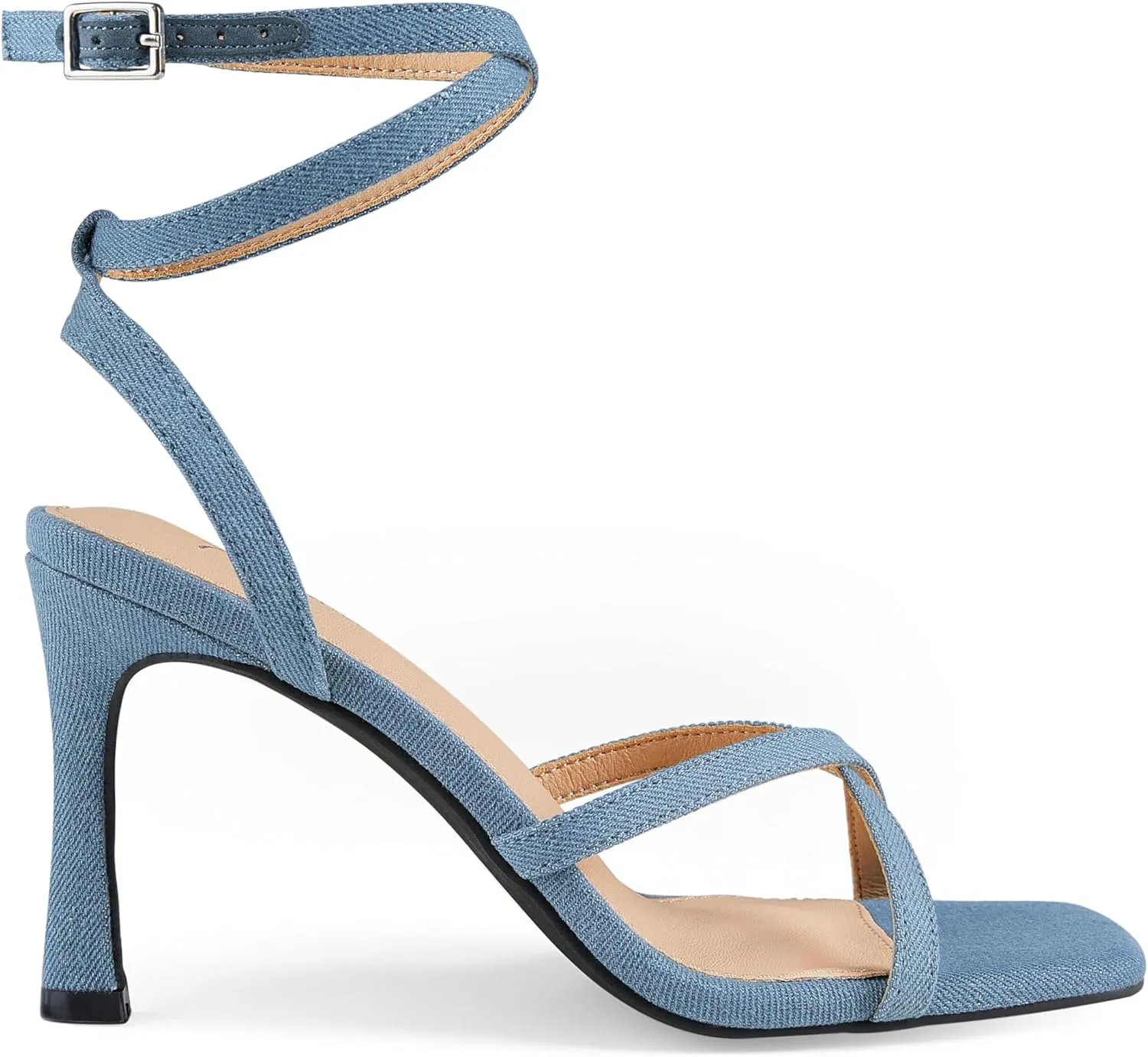 Arromic High Heels for Women Strappy Stilettos Square Open Toe Buckle Ankle Strap Sexy Wedding Dress Heeled Sandals