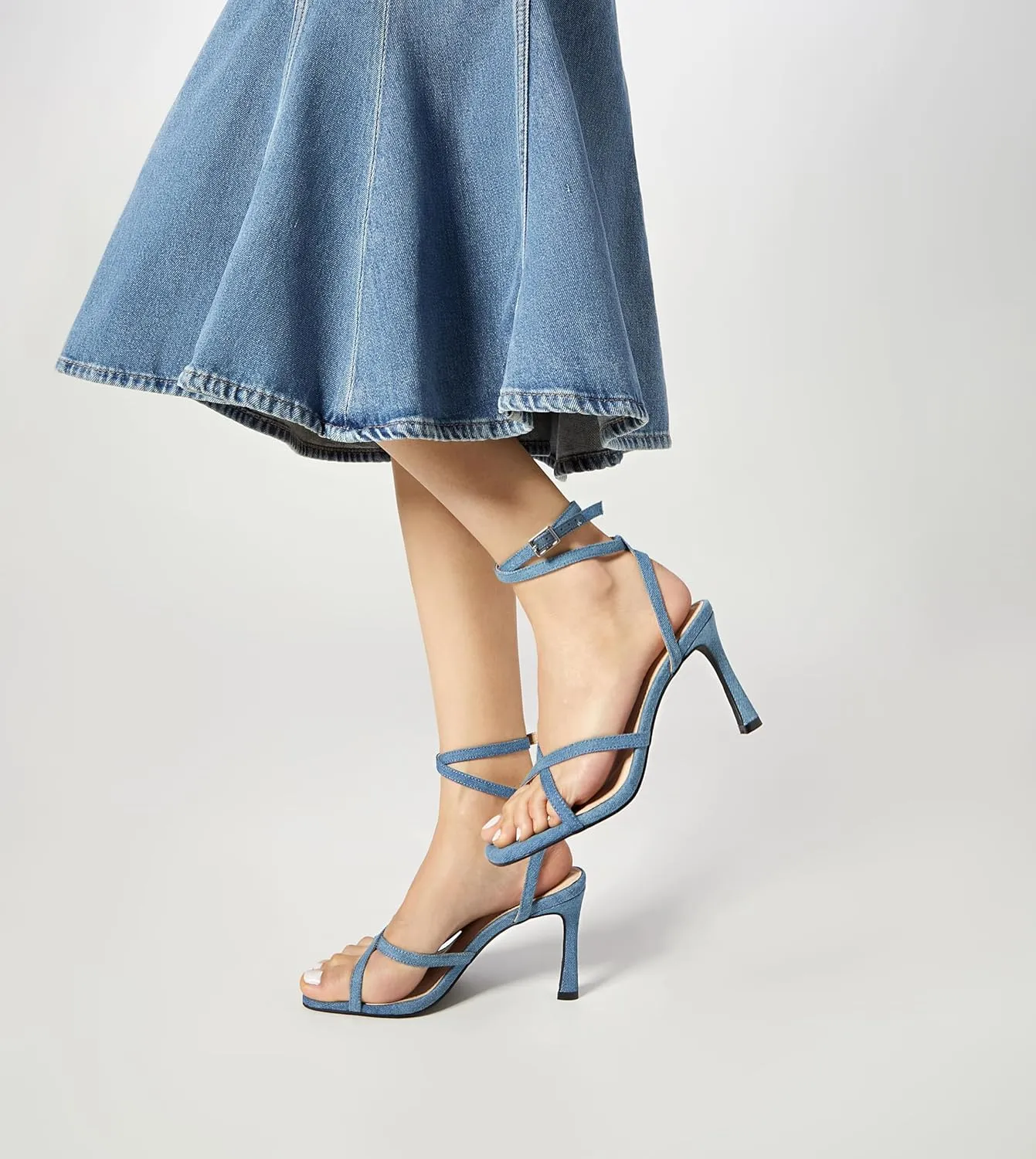 Arromic High Heels for Women Strappy Stilettos Square Open Toe Buckle Ankle Strap Sexy Wedding Dress Heeled Sandals
