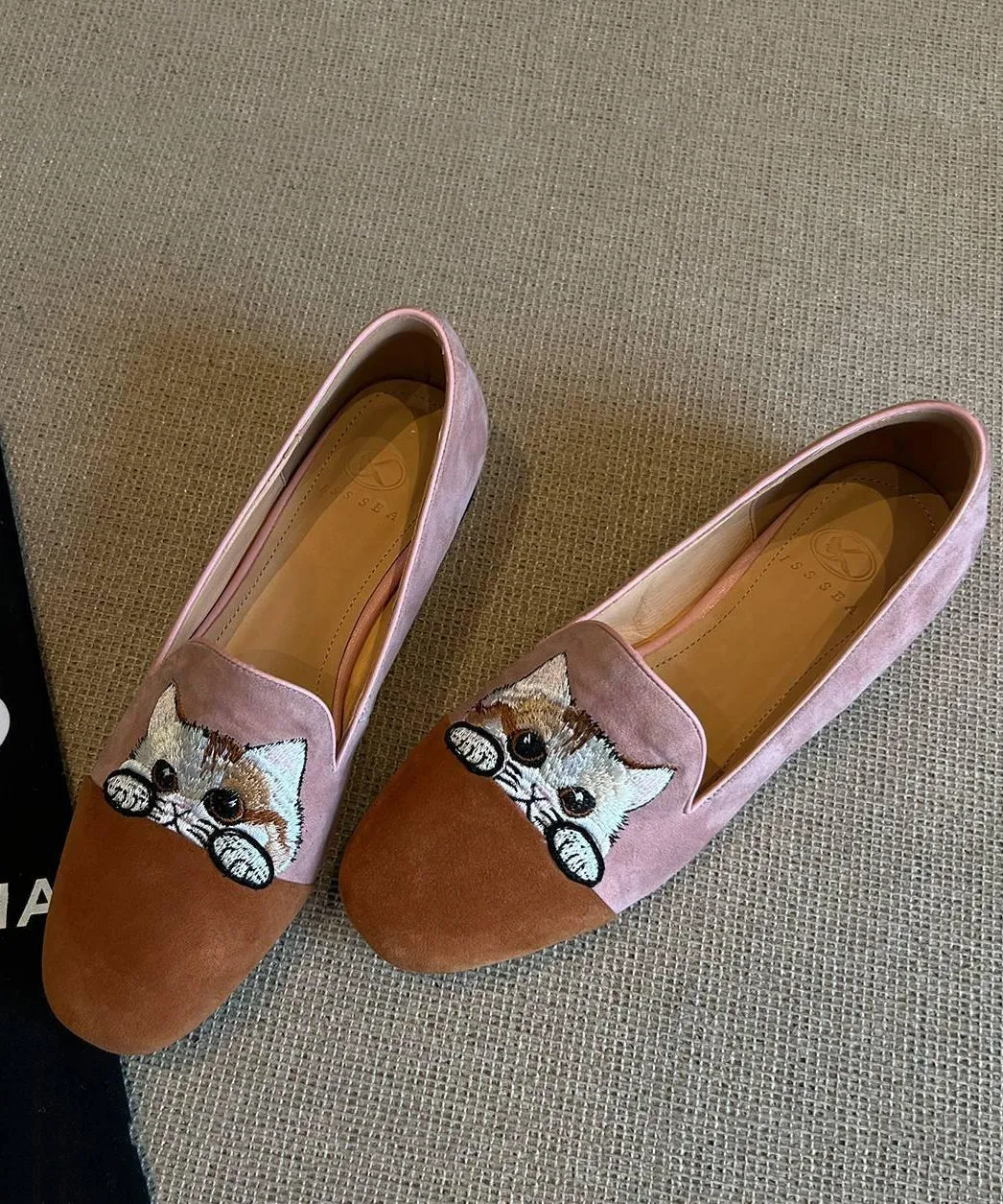 Beautiful Splicing Penny Loafers Brown Suede Embroidered