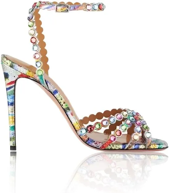 Beauty Cry Rhinestone Heels Strappy Stiletto Sexy High Heels for Wedding Party Date