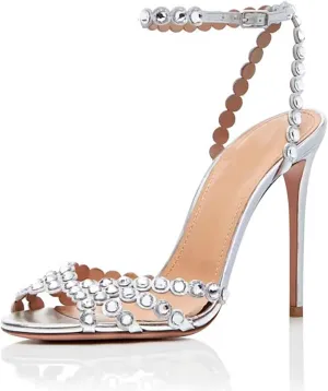 Beauty Cry Rhinestone Heels Strappy Stiletto Sexy High Heels for Wedding Party Date