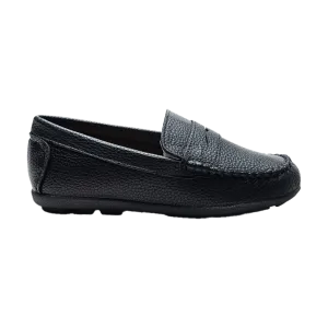 Black Faux Leather Penny Loafers