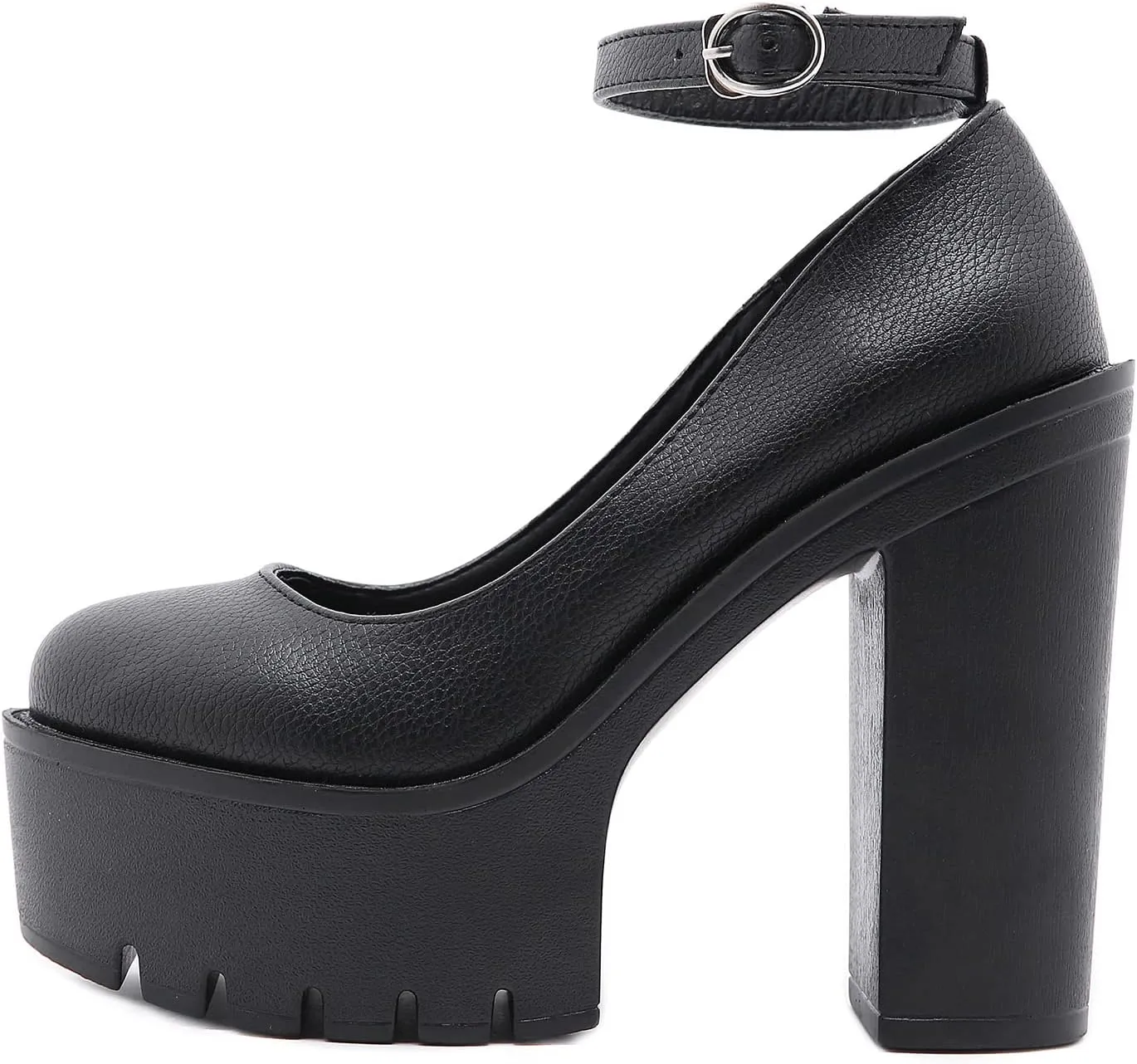 Black Heels for Women Platform Shoes with Block Heel Pumps Adjustable Ankle Strap Closed Toe Mary Janes Shoes Party Nightclub Footwear Gothic Punk Style