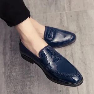 Blue penny loafers