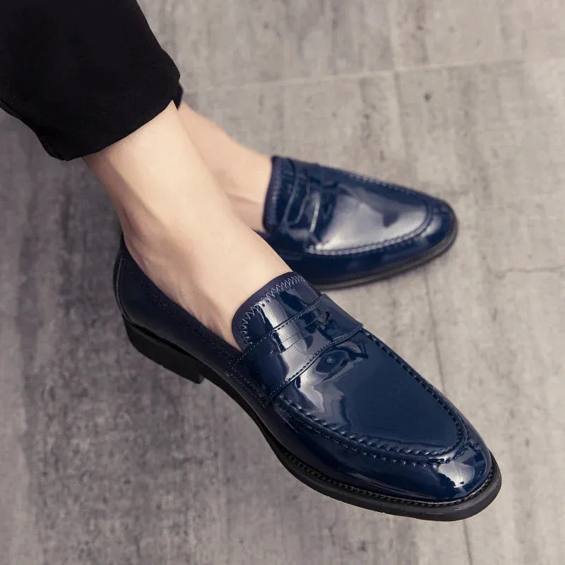 Blue penny loafers