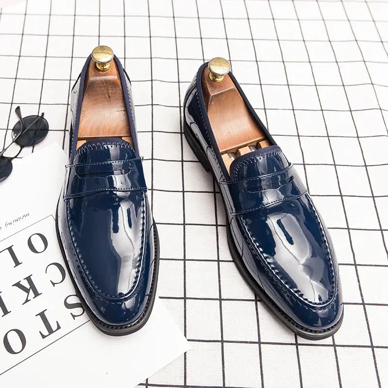 Blue penny loafers