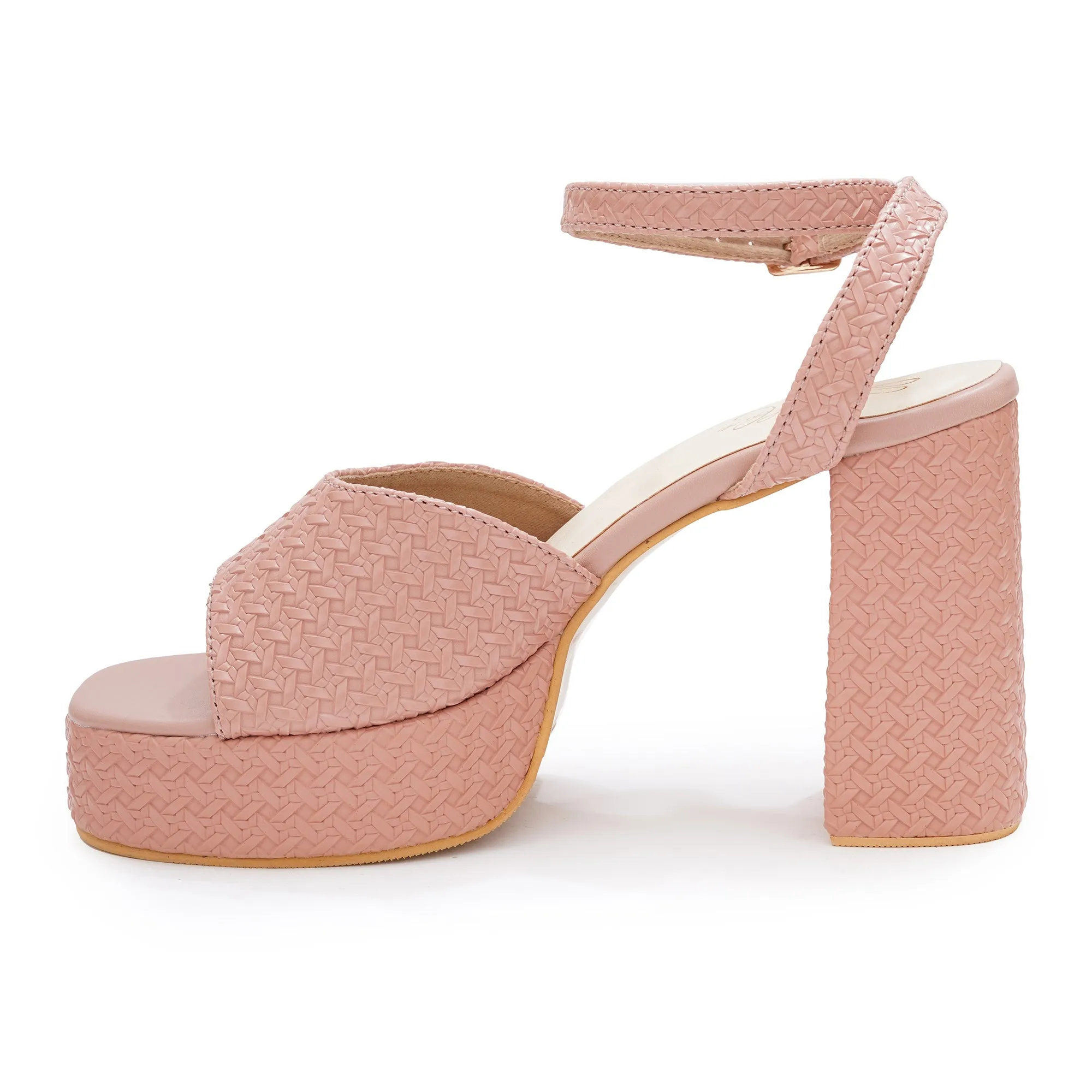 Blush Pink Platform Block Heels