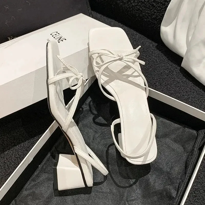 Bow Strappy Block Heels