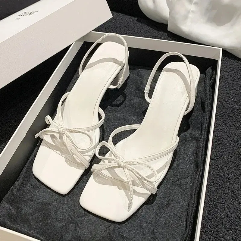 Bow Strappy Block Heels
