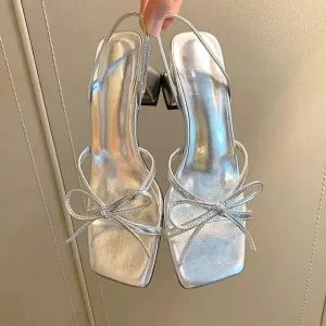 Bow Strappy Block Heels