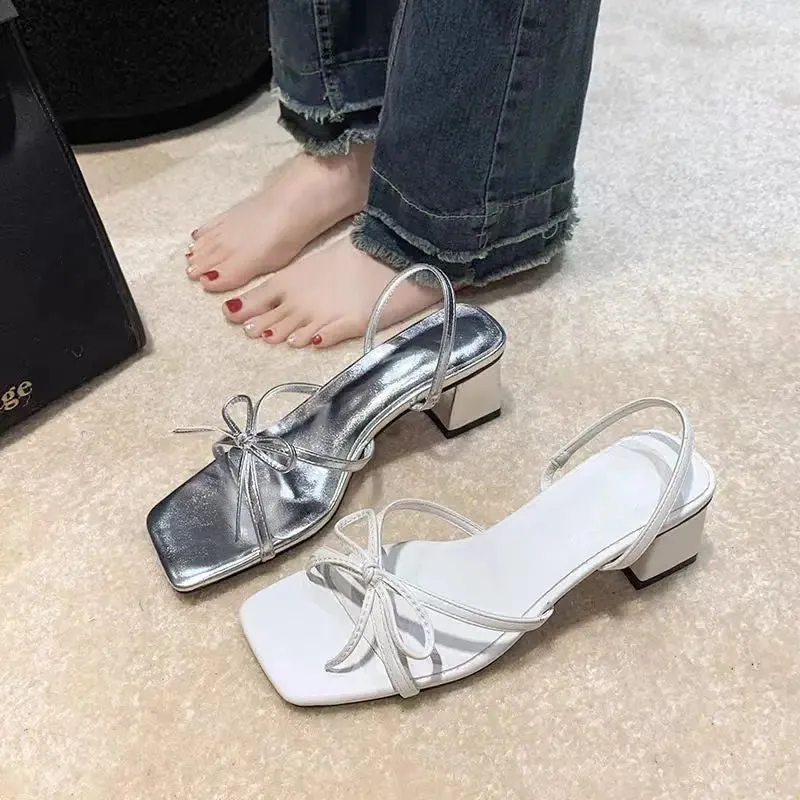 Bow Strappy Block Heels