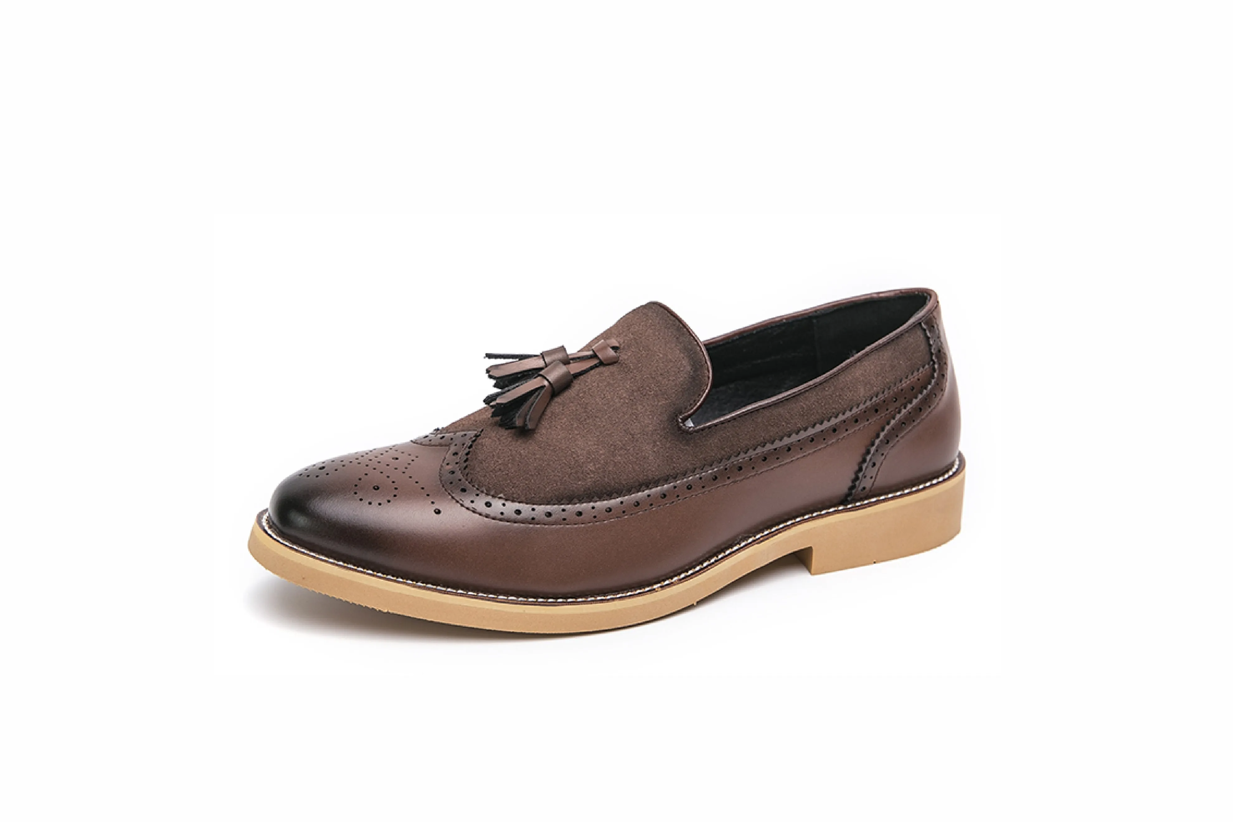 Brogue Tassel Slip-On Leather Casual Loafers