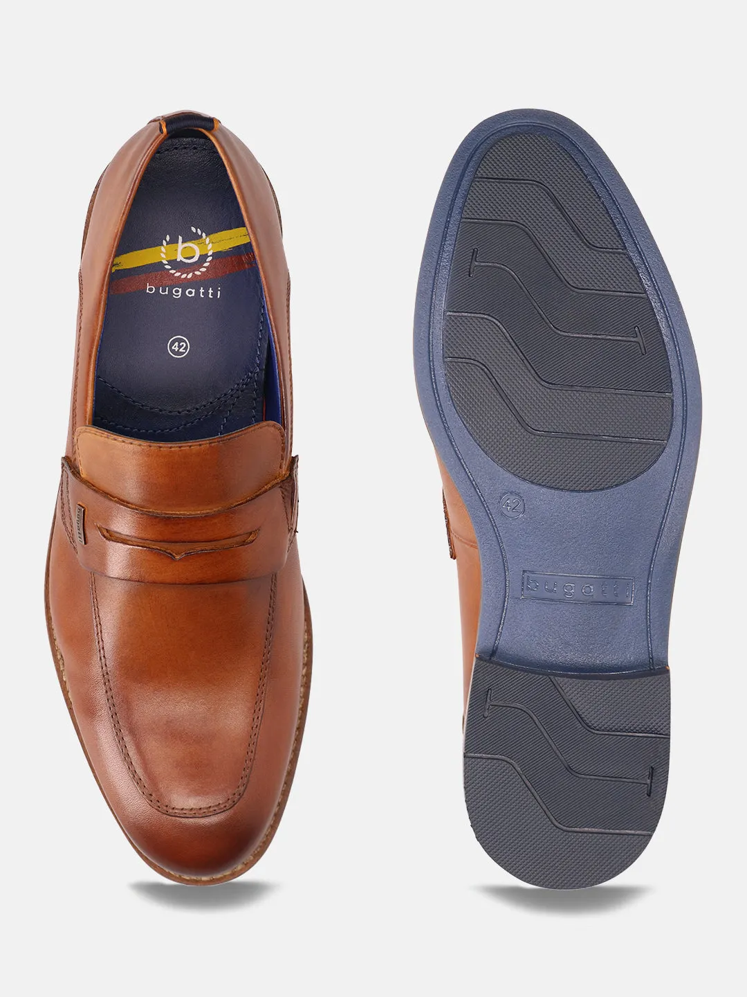 bugatti Cognac Premium Leather Loafers