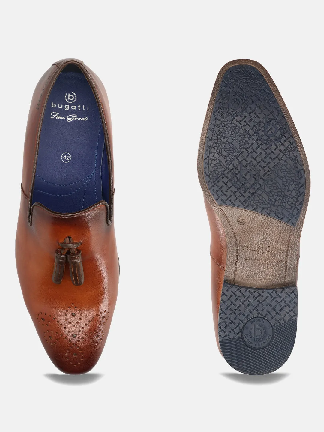 bugatti Cognac Premium Leather Slip-ons Formal