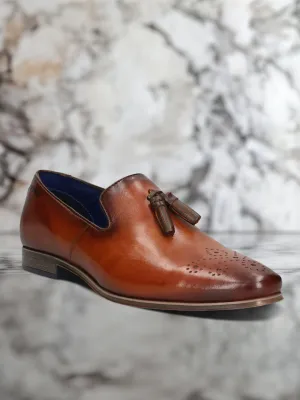 bugatti Cognac Premium Leather Slip-ons Formal