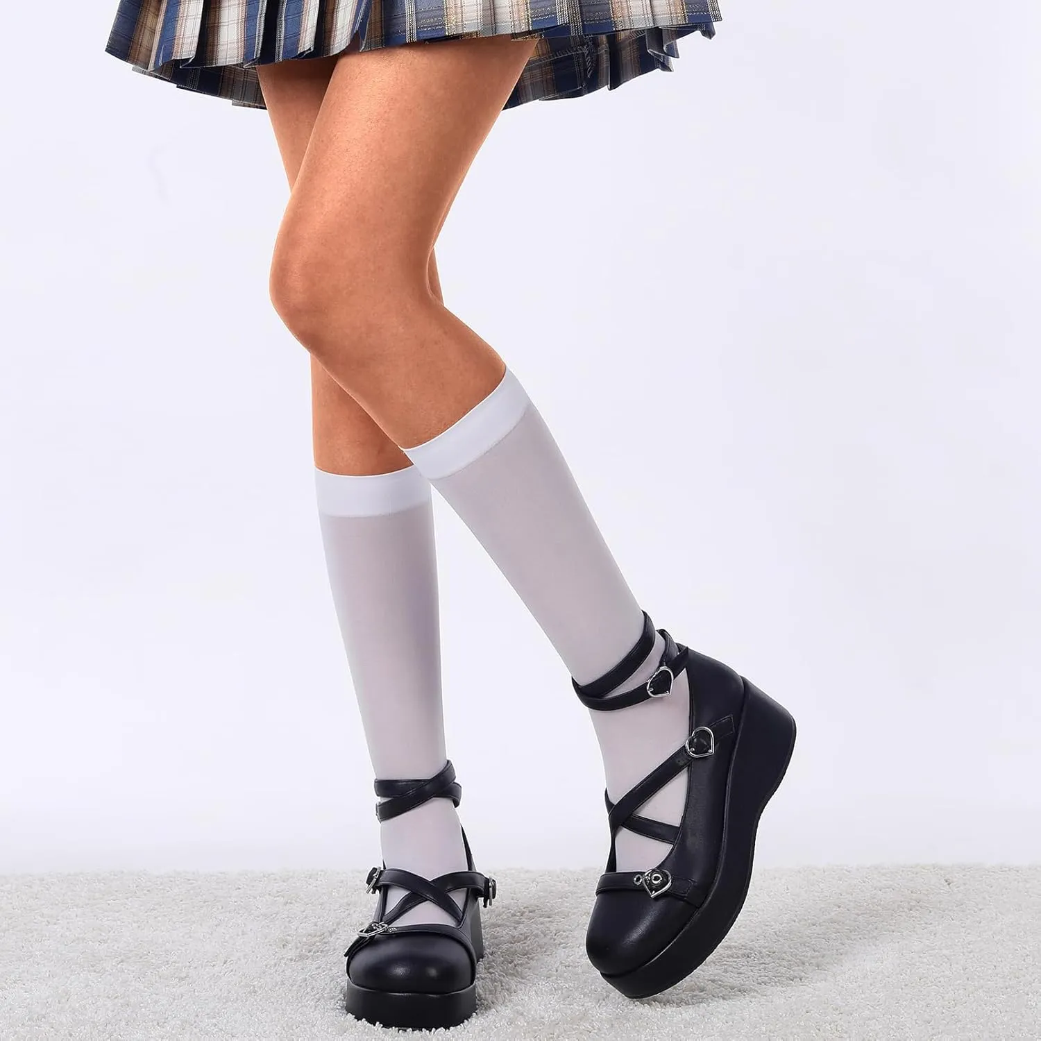 BYOMIGY Mary Jane Shoes Women Goth Platform Heels Chunky Heel Pumps with Ankle Strap Wedge Heels for Women