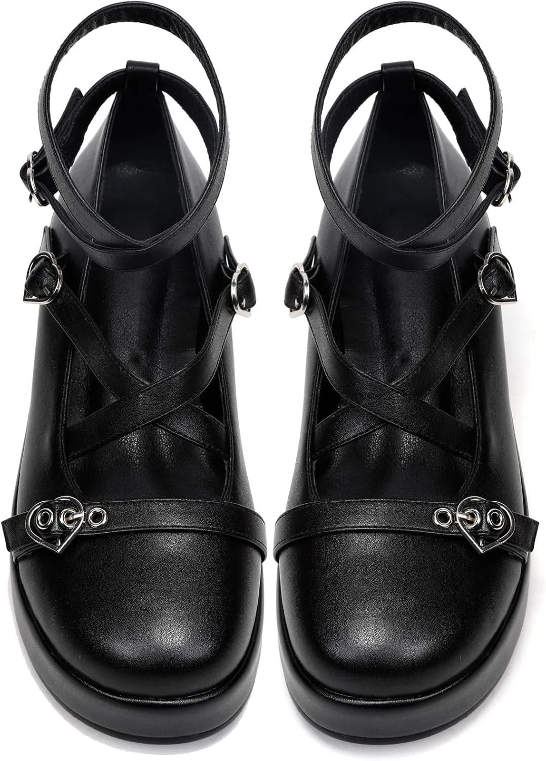 BYOMIGY Mary Jane Shoes Women Goth Platform Heels Chunky Heel Pumps with Ankle Strap Wedge Heels for Women