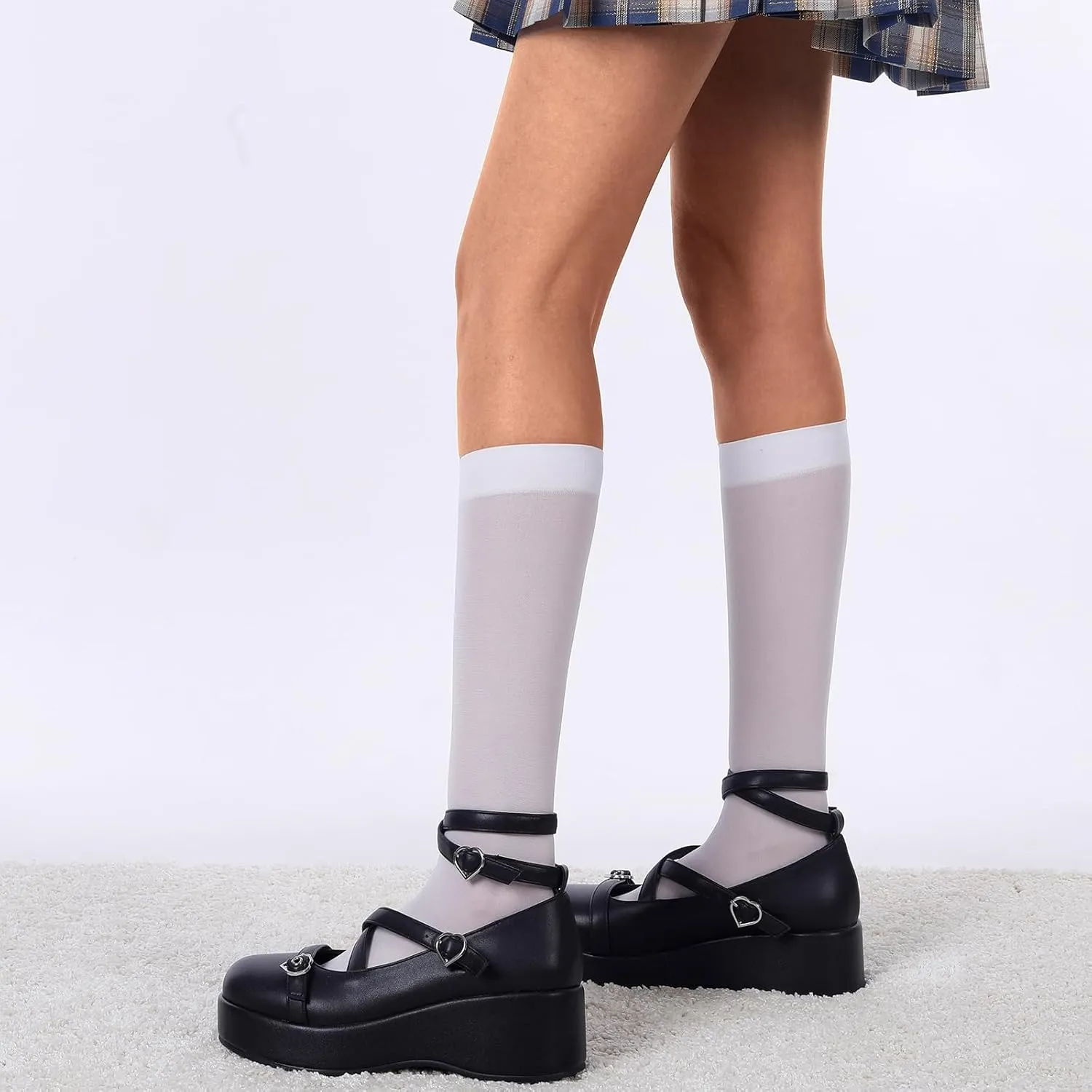 BYOMIGY Mary Jane Shoes Women Goth Platform Heels Chunky Heel Pumps with Ankle Strap Wedge Heels for Women