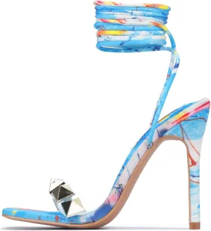 Cape Robbin Aigo Spike Strappy Square Toe High Heels from
