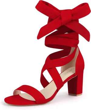 Carcuume Lace Up Heels 3 Inch Strappy Heels,ELLY-CC