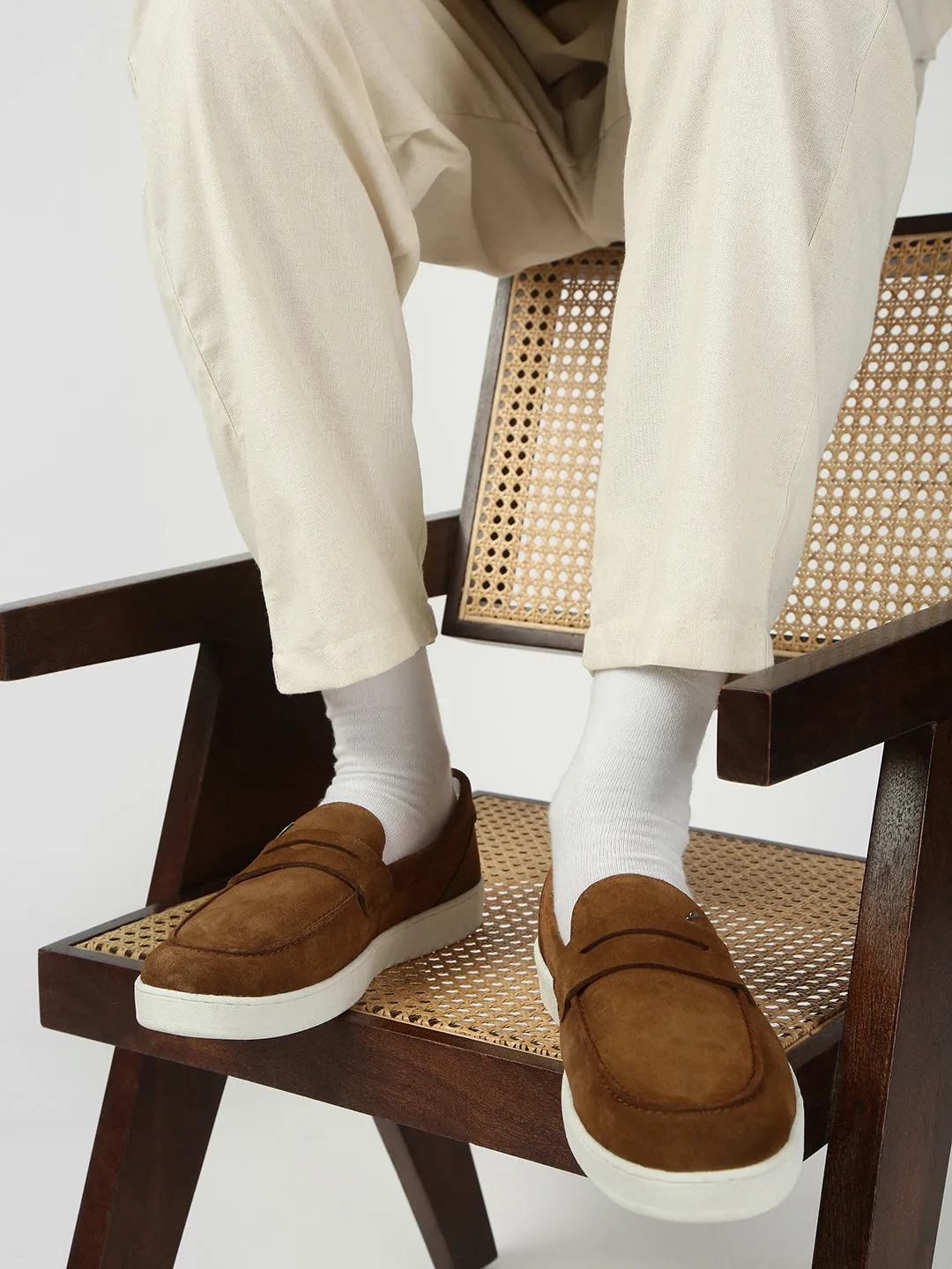 CHESTNUT - Brown Suede Casual Loafers