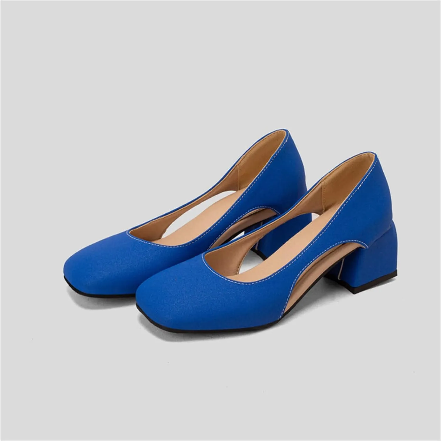 Chunky Heels for Women T Strap Mary Janes Closed Toe Dress Shoes Square Toe Office Shoes Suede Vintage Heels