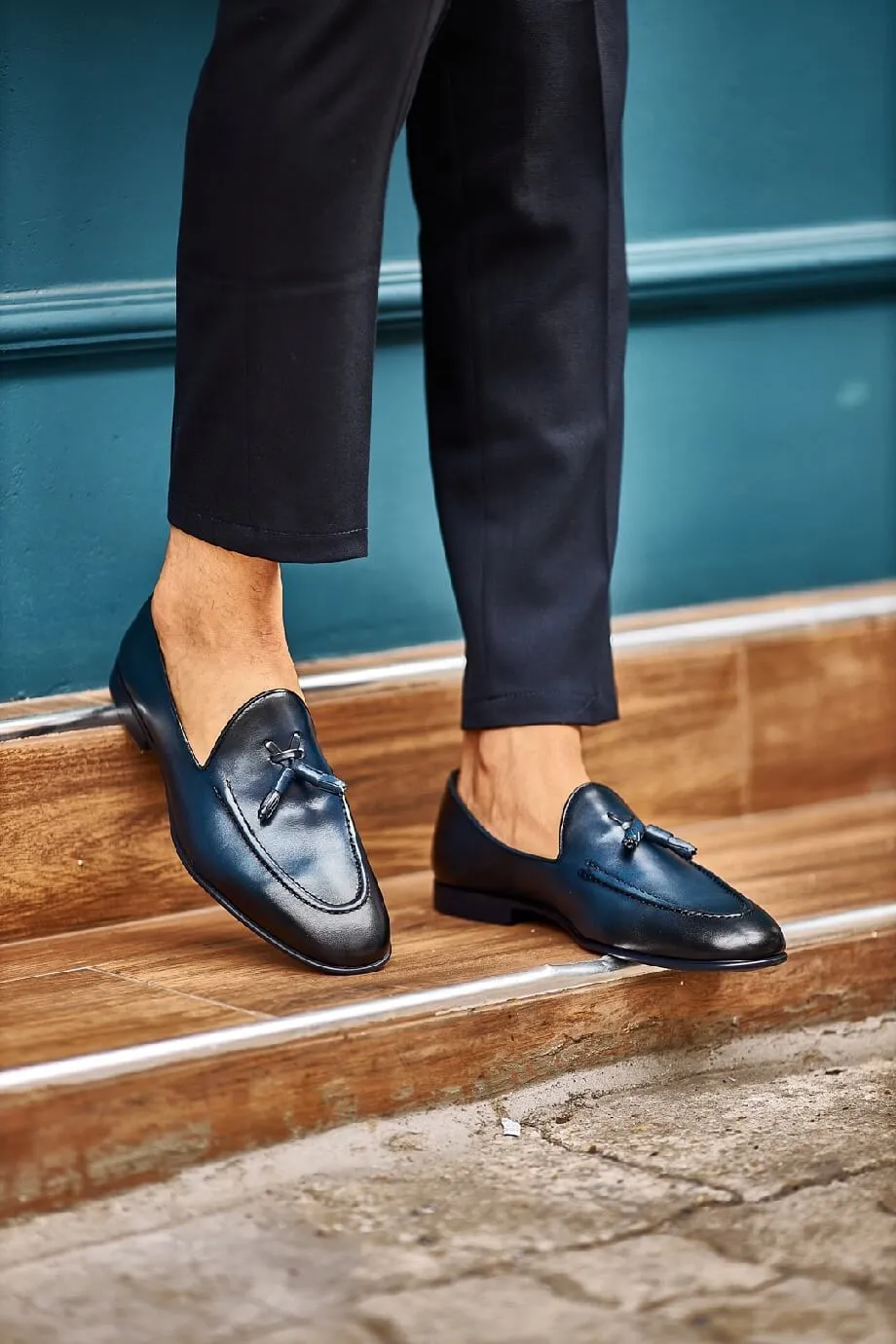 Classic Navy Blue Tassel Loafers