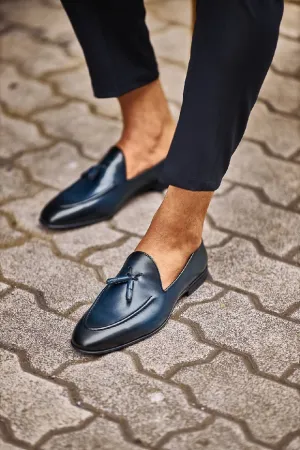 Classic Navy Blue Tassel Loafers