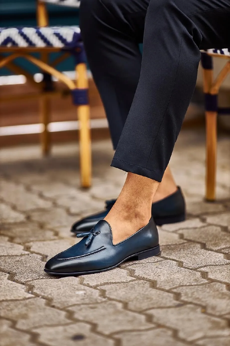 Classic Navy Blue Tassel Loafers