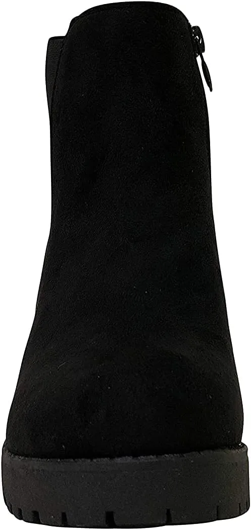 CLUB-01 Women's Slip On Chunky Heel Ankle