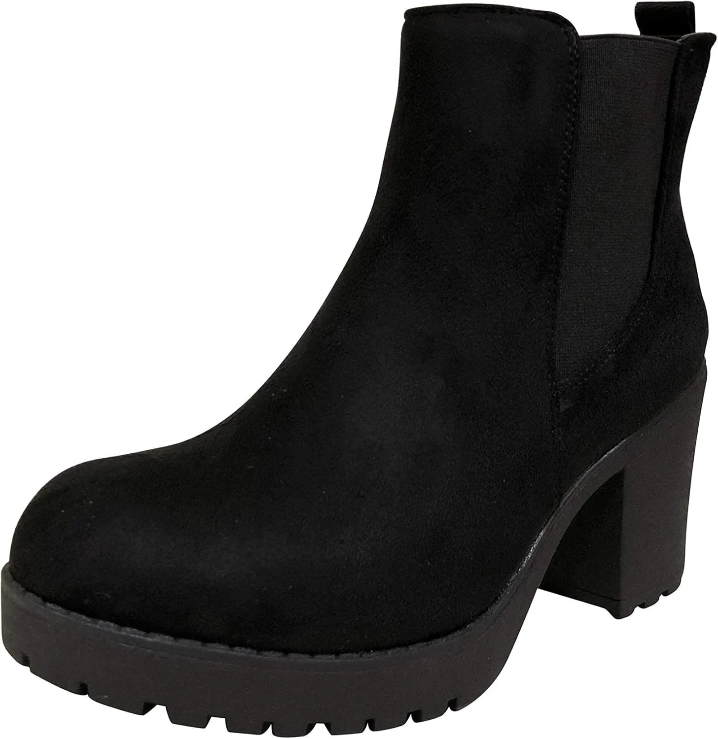 CLUB-01 Women's Slip On Chunky Heel Ankle