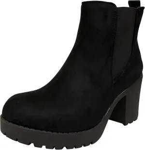 CLUB-01 Women's Slip On Chunky Heel Ankle