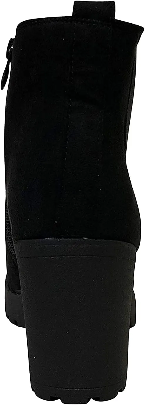 CLUB-01 Women's Slip On Chunky Heel Ankle